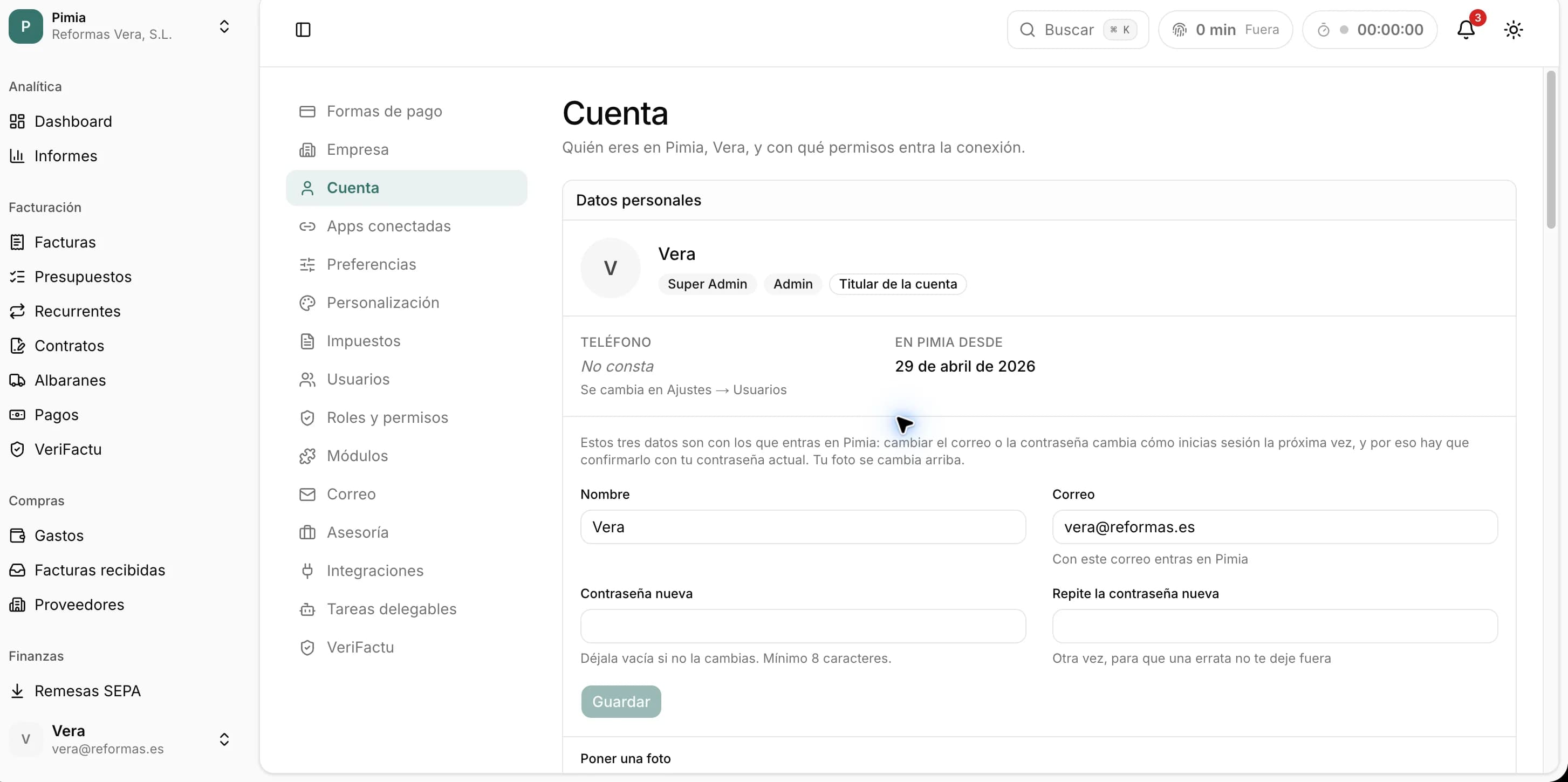 Cuenta en Pimia