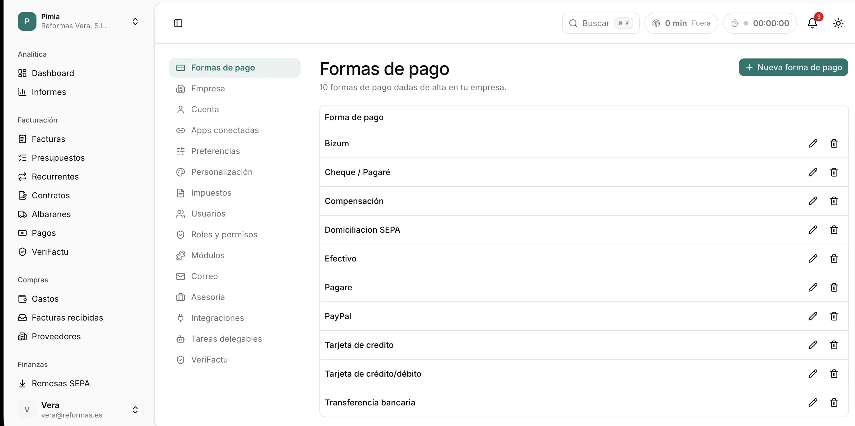 /pimia/ajustes en Pimia