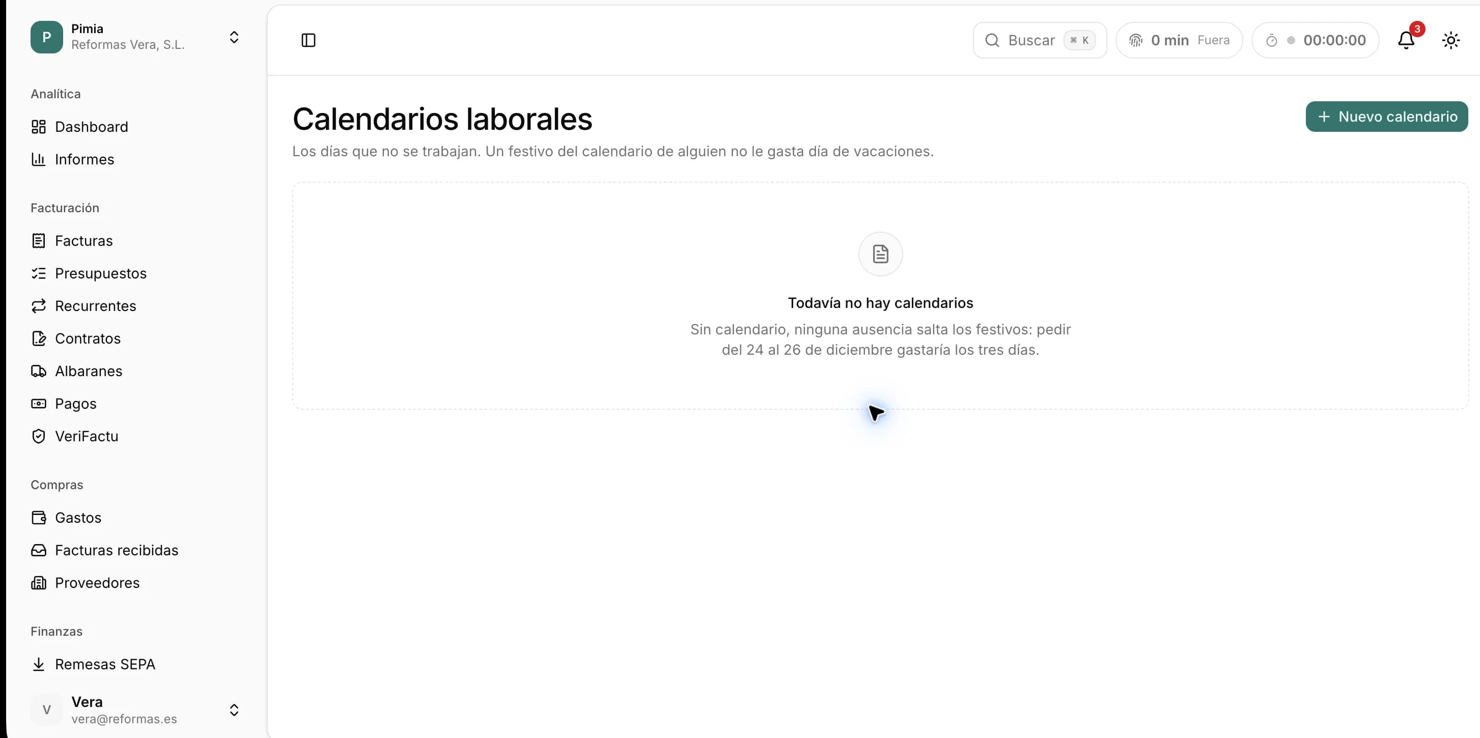 Calendarios laborales en Pimia