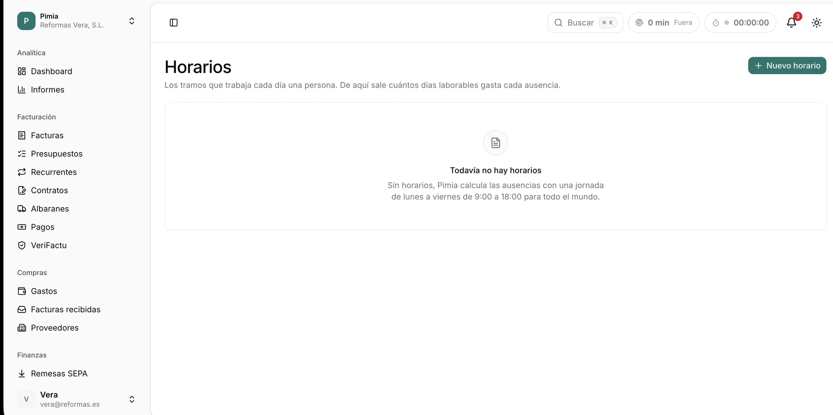 Horarios en Pimia