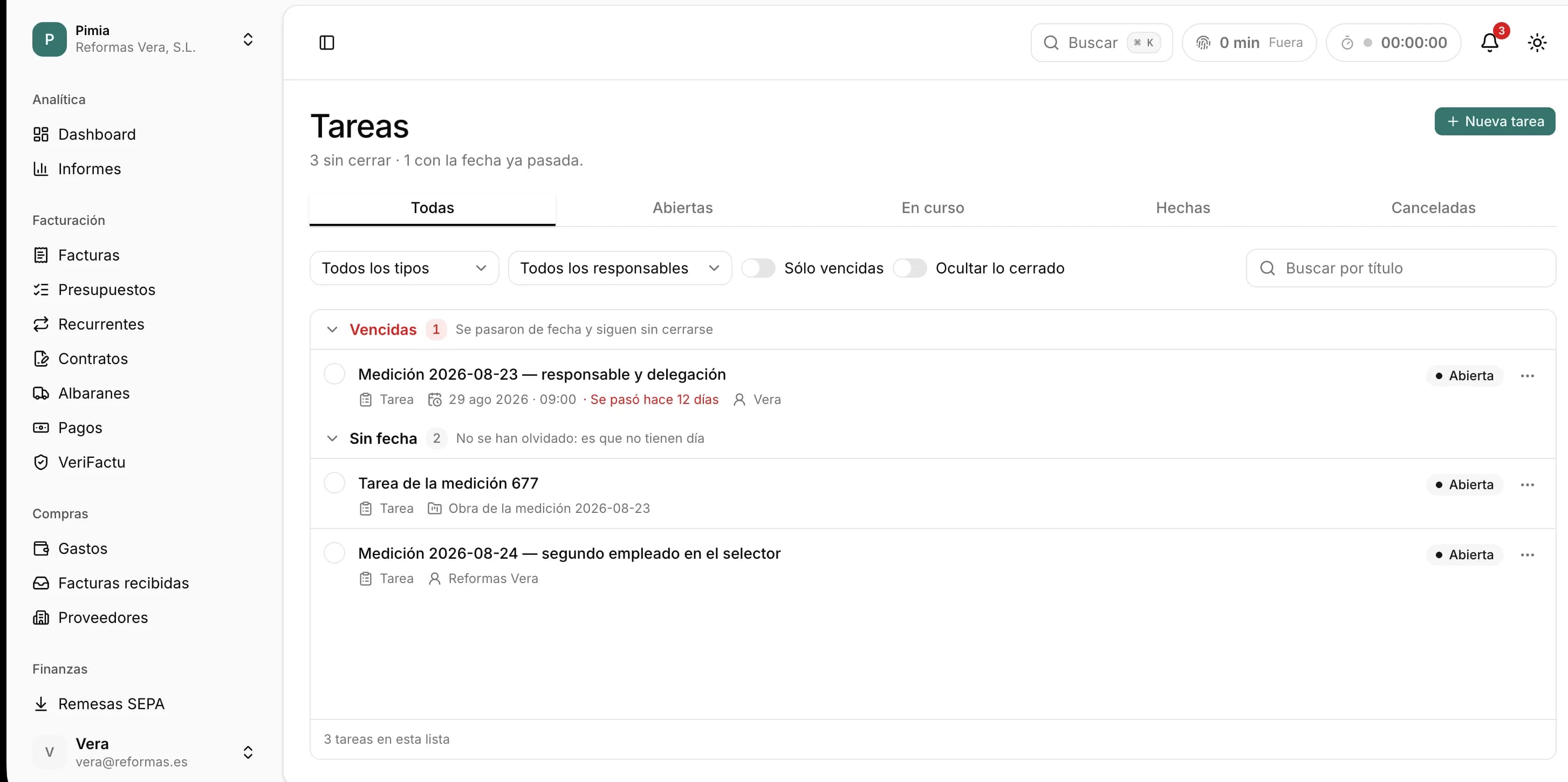 Tareas en Pimia