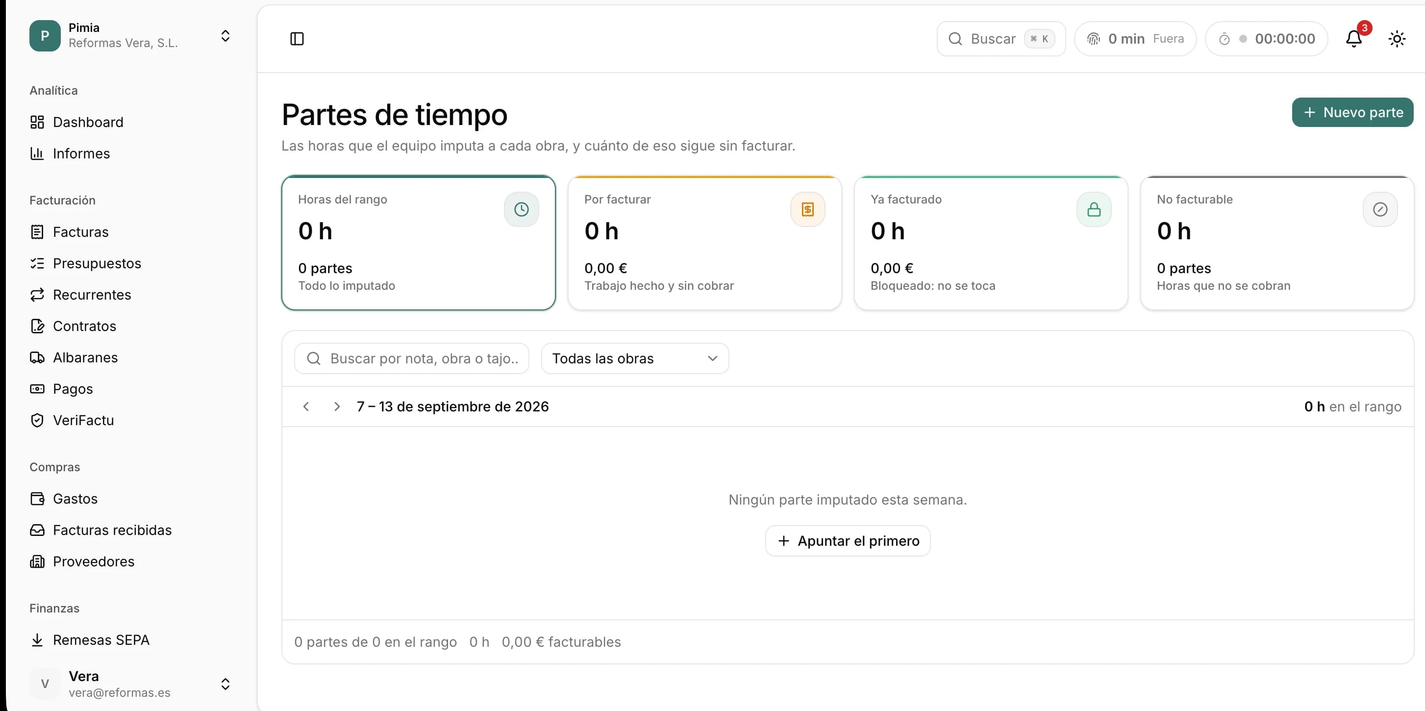 Partes de tiempo en Pimia